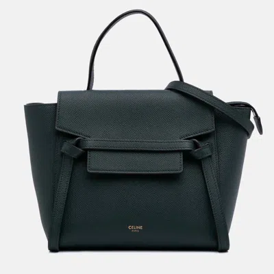 Pre-owned Celine Green Nano Grained Calfskin Belt Bag
