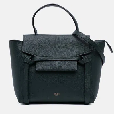 Pre-owned Celine Green Nano Grained Calfskin Belt Bag