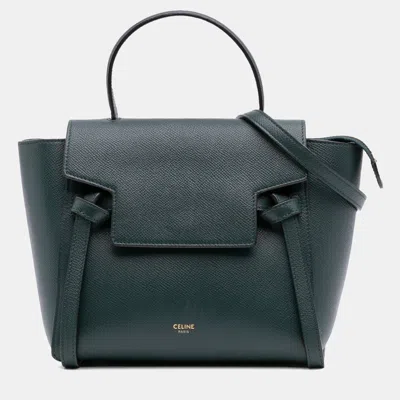 Pre-owned Celine Green Nano Grained Calfskin Belt Bag
