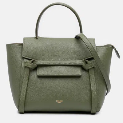 Pre-owned Celine Green Nano Grained Calfskin Belt Bag