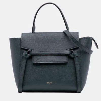 Pre-owned Celine Green Nano Grained Calfskin Belt Bag