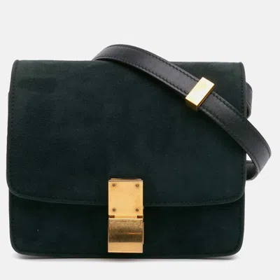 Pre-owned Celine Green Small Suede Classic Box