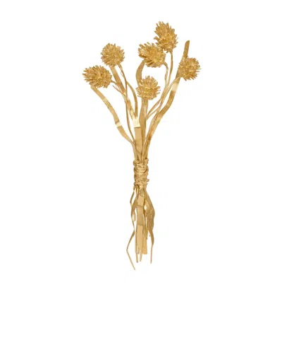Celine Green Thumb Phalaris Brooch In Brass With Gold Finish