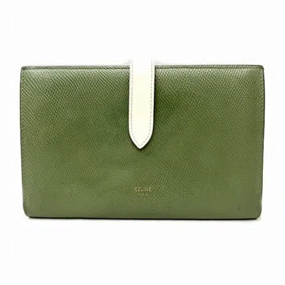 Pre-owned Celine Green White Suede Coin Purse/coin Case () In Green, White