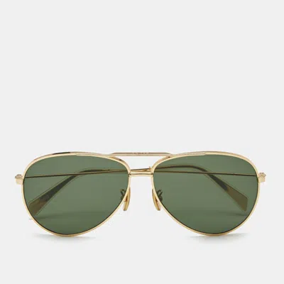 Pre-owned Celine Green/gold Tone Cl40062u Aviator Sunglasses