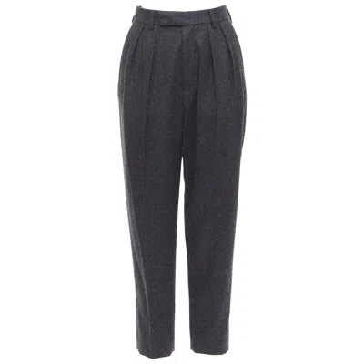 Pre-owned Celine Grey 100% Wool Cotton Lined Double Pleated Front Tapered Pants Fr34 Xs In Gray