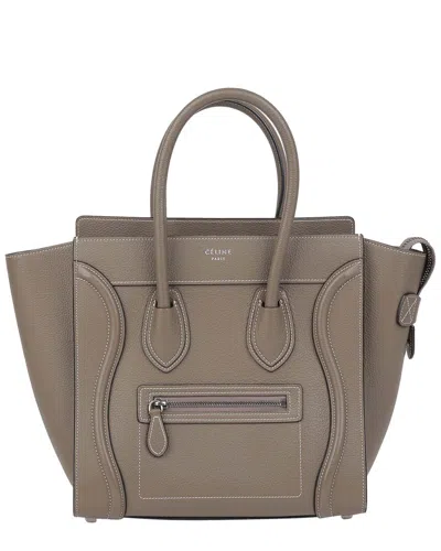 Pre-owned Celine Grey Calfskin Luggage Micro Tote (authentic Pre-loved)