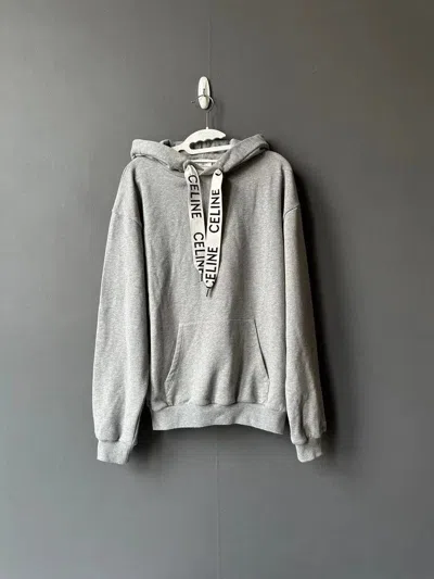 Pre-owned Celine Grey Drawstring Hoodie -dmc