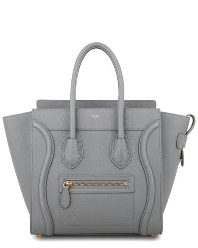 Celine Grey Drummed Leather Micro Luggage (authentic Pre-loved)