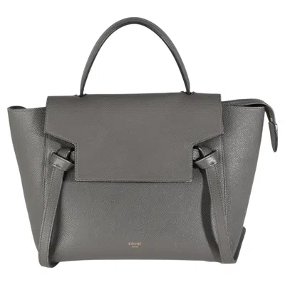 Pre-owned Celine Grey Grained Calfskin Micro Belt Bag In Gray