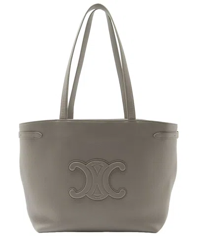 Celine Grey Grained Calfskin Triomphe Cabas Anais Medium Tote (authentic Pre-  Loved) In Gray