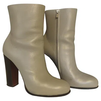Pre-owned Celine Céline Grey Leather Ankle Boots It 38 In Gray