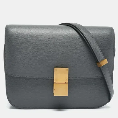 Pre-owned Celine Grey Leather Medium Classic Box Shoulder Bag