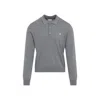 Celine Men Cotton Polo Shirt With Triomphe Detail In Gray