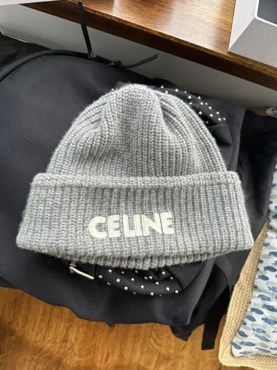 Pre-owned Celine Grey Logo Wool Beanie Hedi Slimane Hat