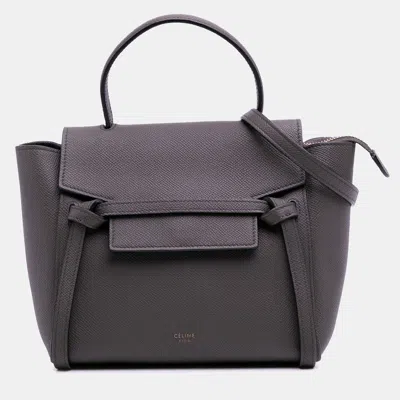 Pre-owned Celine Grey Nano Grained Calfskin Belt Bag In Gray