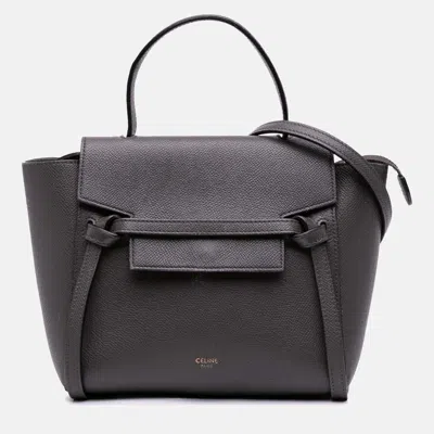 Pre-owned Celine Grey Nano Grained Calfskin Belt Bag In Gray