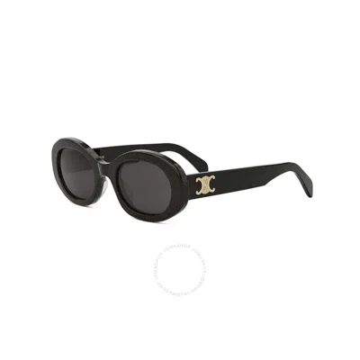 Celine Grey Oval Ladies Sunglasses Cl40194u 03a 52 In 03a - Black