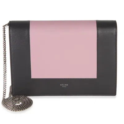 Pre-owned Celine Grey Pink Smooth Calfskin Frame Evening Clutch On Chain