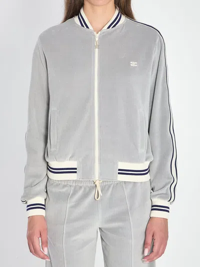 Celine Grey Teddy Tracksuit Triomphe Cotton Jacket In Gray
