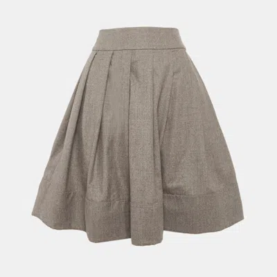 Pre-owned Celine Grey Wool Pleated Mini Skirt M In Gray