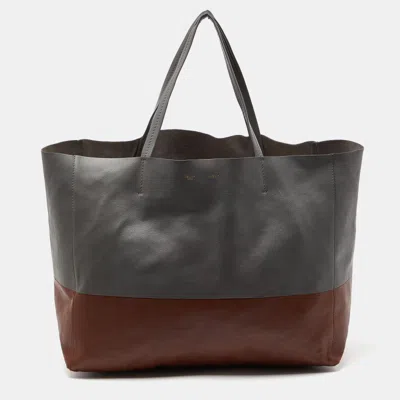 Pre-owned Celine Grey/brown Leather Horizontal Cabas Tote