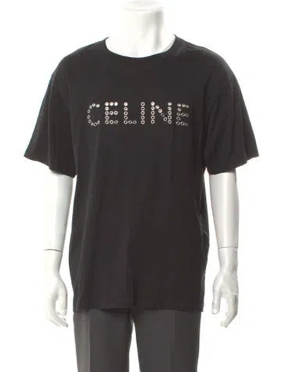 Pre-owned Celine Grommeted Logo Graphic Print T-shirt In Black