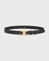 Celine Medium Triomphe Smooth Cattle Leather Belt In Black