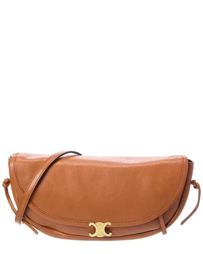 Celine Half Moon Little Leather Shoulder Bag In Brown