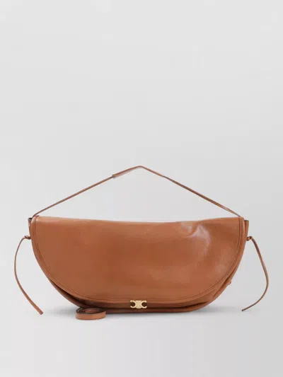 Celine Halfmoon Soft Handbag Top Handle In Brown