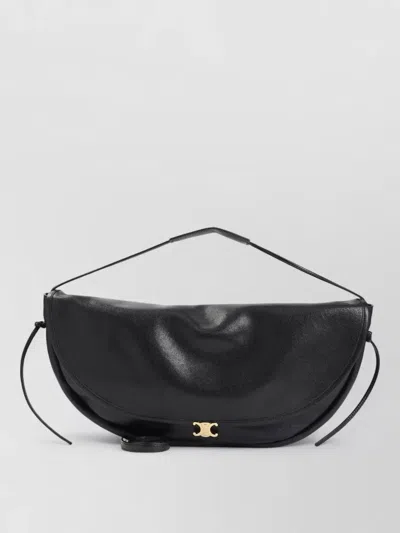 Celine Halfmoon Soft Leather Cross-body Handbag In Black