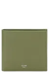 Celine Hammered Leather Wallet In Green