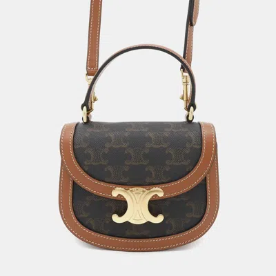 Pre-owned Celine Handbag Triomphe Mini Buzacque In Brown