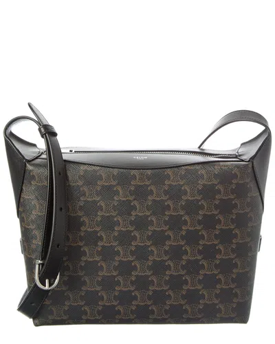 Celine Harry Triomphe Canvas & Leather Crossbody In Brown