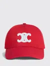 Celine Bright Red Cotton Triomphe Baseball Hat In Blue