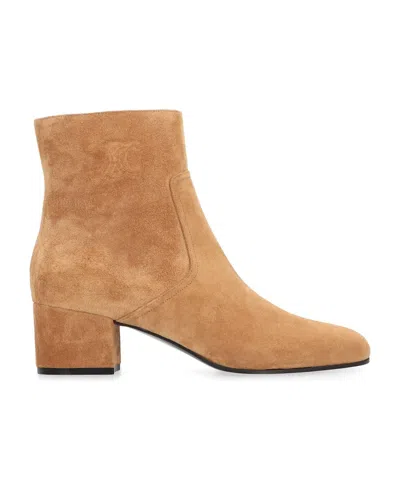 Celine Havana Calf Zipped Boot In Brown