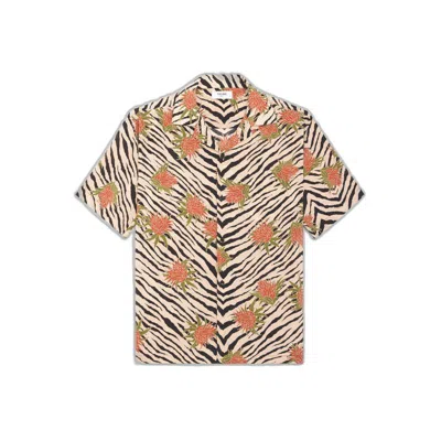 Celine Hawaiian Shirt Printed Silk In Brown