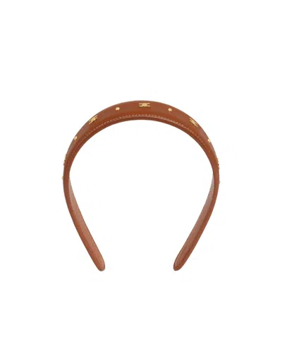 Celine Triomphe Logo Headband In Brown