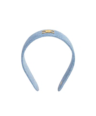 Celine Headband In Cotton And Brass With Gold Finish In Blue/gold