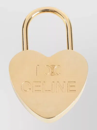 Celine Heart Padlock Necklace Engraved Design In Gold