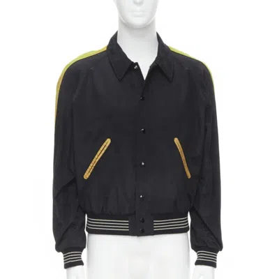 Pre-owned Celine Hedi Slimane Christian Marclay 2019 Runway Klaak Teddy Bomber Eu50 L In Black