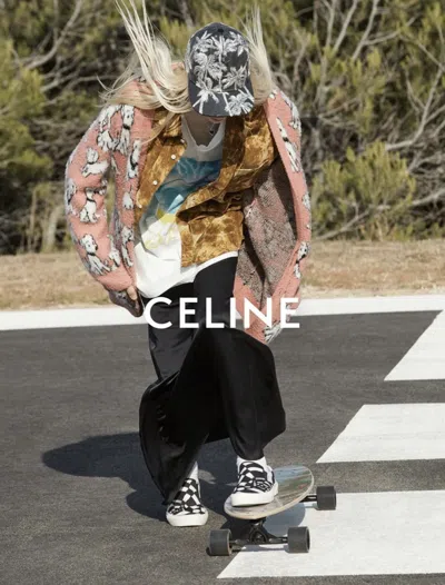 Pre-owned Celine Hedi Slimane Embroidered Sequin Palm Tree Cap Trucker In Black