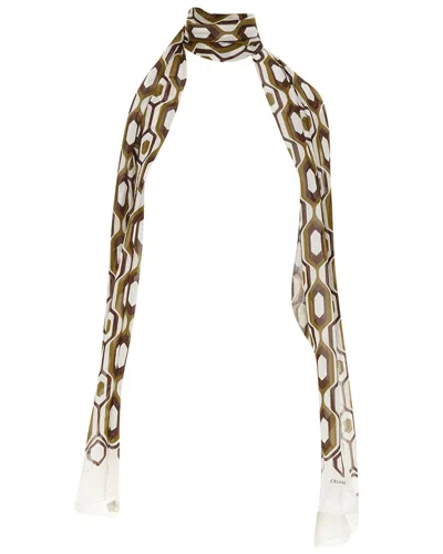 Pre-owned Celine Hedi Slimane Silk Honeycomb Geometric Print Scarf (authentic Pre-loved)