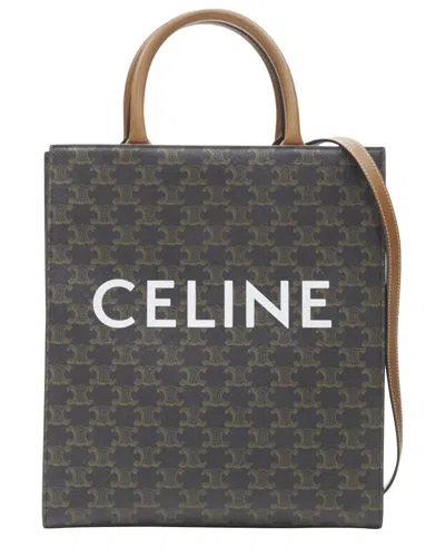 Celine Hedi Slimane Triomphe Canvas Brown Monogram Vertical Cabas Tote Bag  (authentic Pre-loved)