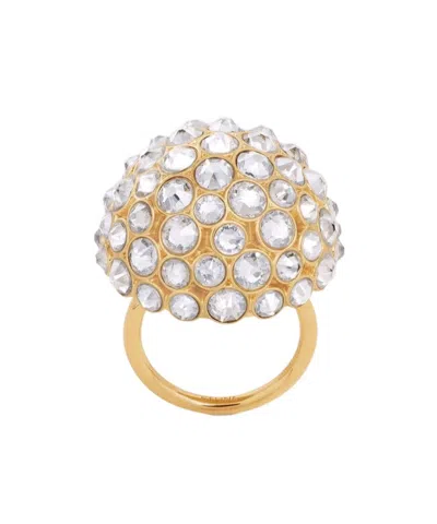 Celine Heirlooms Dome Ring In Strass And Brass With Gold Finish In Golden