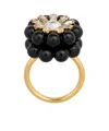 Celine Heirlooms Mûre Ring In Strass, Varnish And Brass With Gold Finish In Gold/black