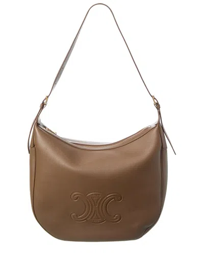 Celine Heloise Large Leather Hobo Bag In Brown