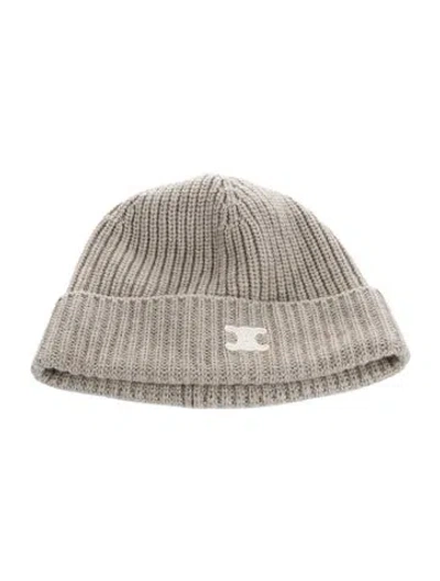 Pre-owned Celine Heritage Triomphe Beanie In Gray