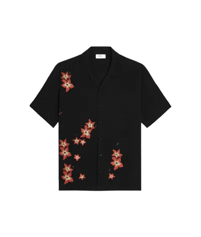 Celine Hibiscus Embroidered Shirt In Black