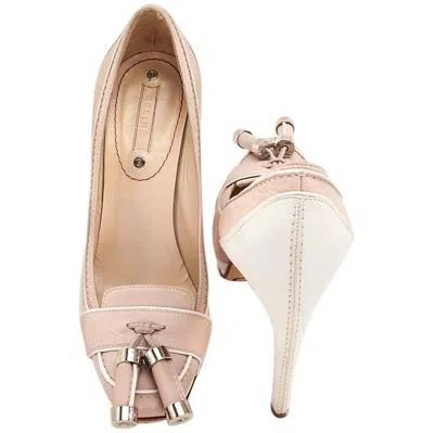 Pre-owned Celine High Heels In Pale Pink And White Leather Size 37